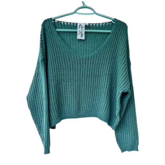 Sadie & Sage Sweaters - Sadie & Sage green knitted long sleeve sweater size M